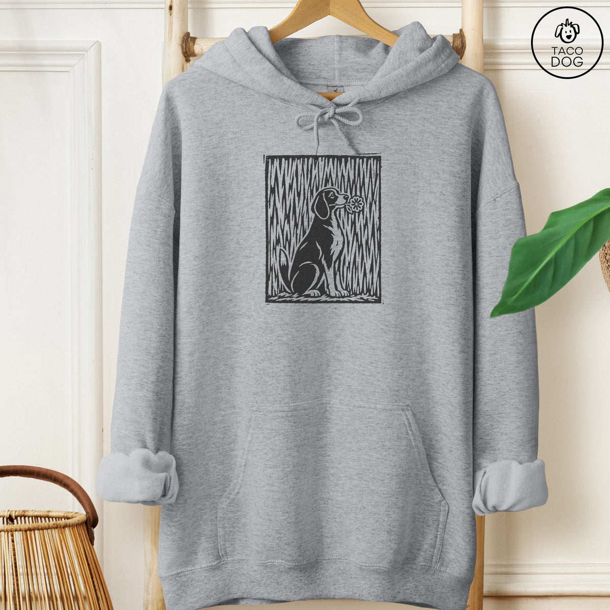 Beagle Brings the Flower Hoodie Graphite Heather Taco-Dog