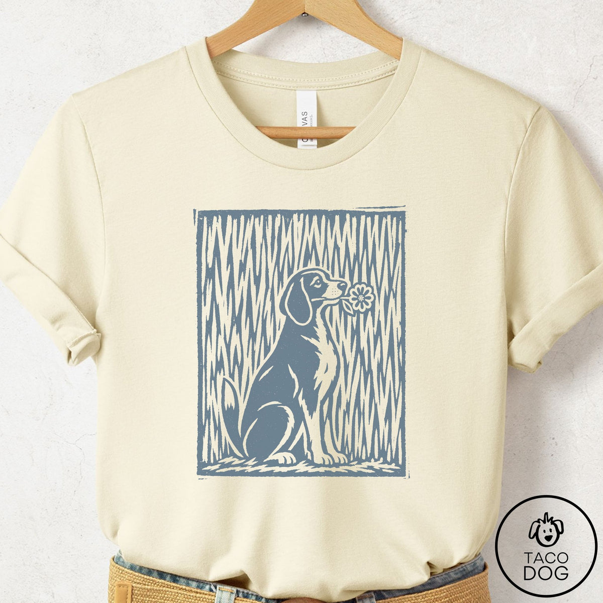 Beagle Brings the Flower T-Shirt Natural Taco-Dog