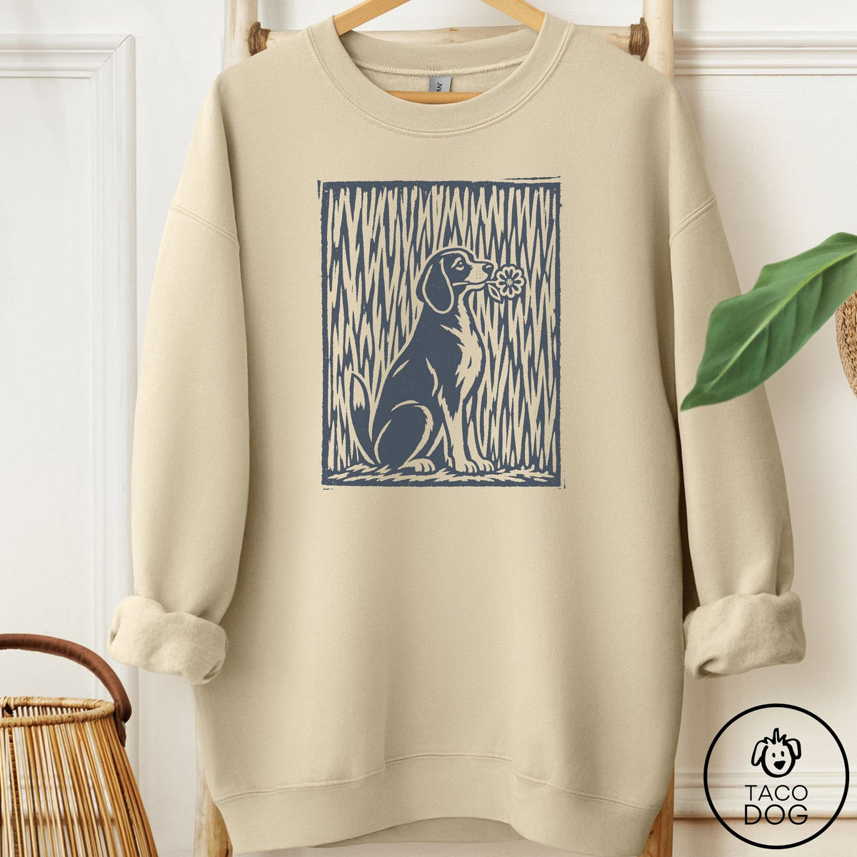 Beagle Brings the Flower Sweatshirt Sand Taco-Dog