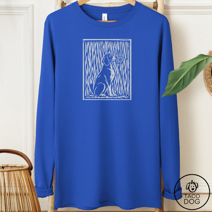 Beagle Brings the Flower Long Sleeve Tee True Royal Taco-Dog