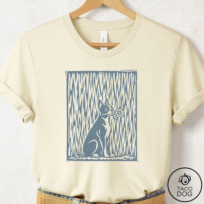 Boston Terrier Brings the Flower T-Shirt Natural Taco-Dog