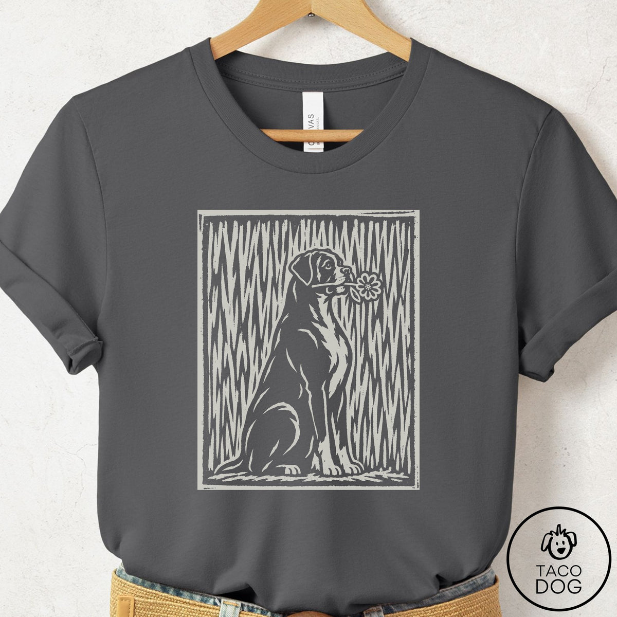 Boxer Brings the Flower T-Shirt Asphalt Taco-Dog