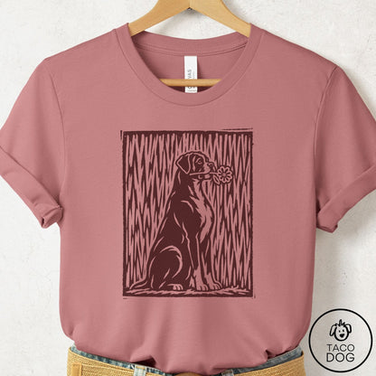 Boxer Brings the Flower T-Shirt Mauve Taco-Dog