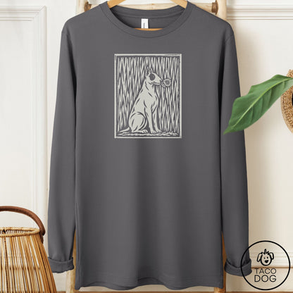 Bull Terrier Brings the Flower Long Sleeve Tee Asphalt Taco-Dog