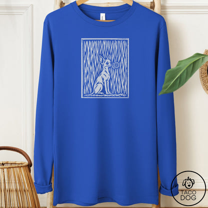 Chihuahua Brings the Flower Long Sleeve Tee True Royal Taco-Dog
