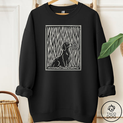 Dachshund Brings the Flower Sweatshirt Black Taco-Dog