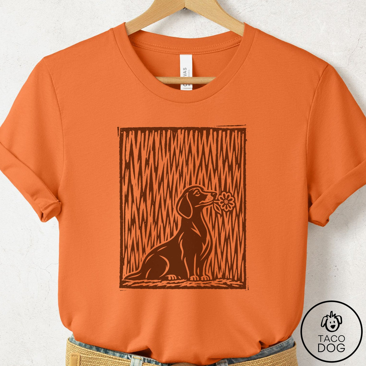 Dachshund Brings the Flower T-Shirt, design close-up