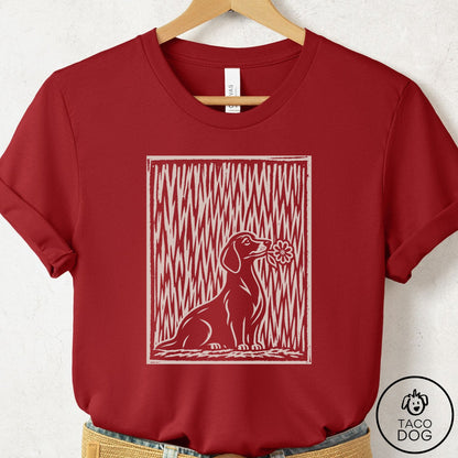 Dachshund Brings the Flower T-Shirt Canvas Red Taco-Dog