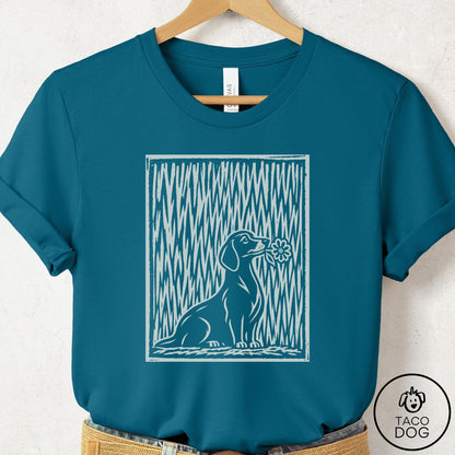 Dachshund Brings the Flower T-Shirt Deep Teal Taco-Dog