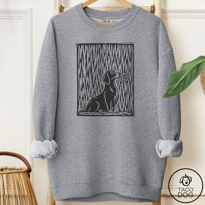 Dachshund Brings the Flower Sweatshirt Graphite Heather Taco-Dog