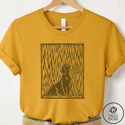 Dachshund Brings the Flower T-Shirt Mustard Taco-Dog