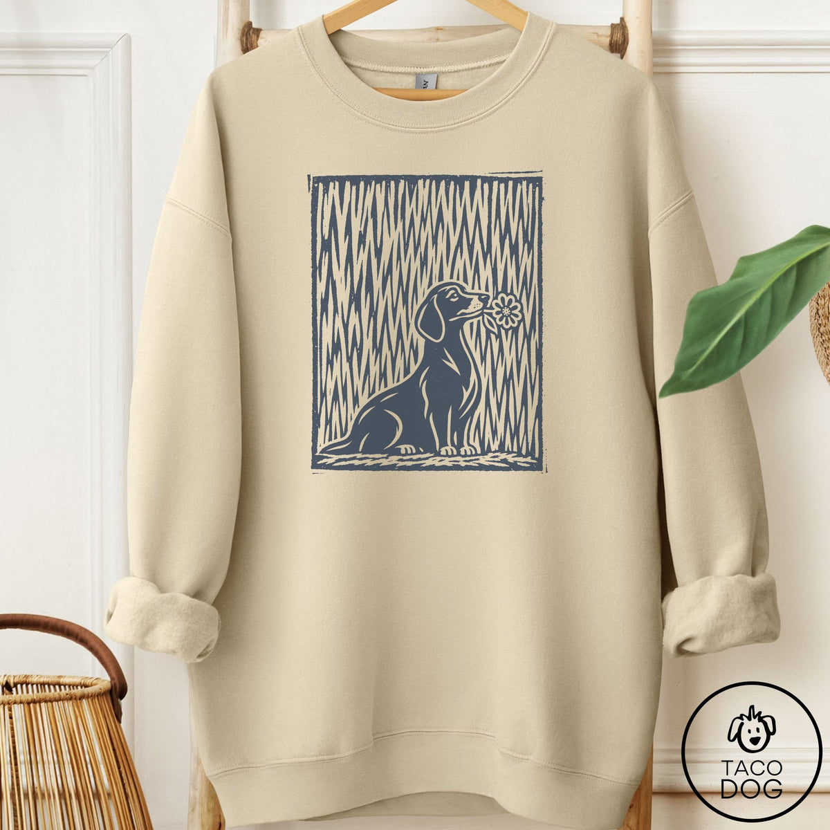 Dachshund Brings the Flower Sweatshirt Sand Taco-Dog