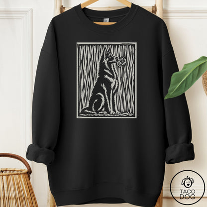 German Shepherd Brings the Flower Sweatshirt Black Taco-Dog