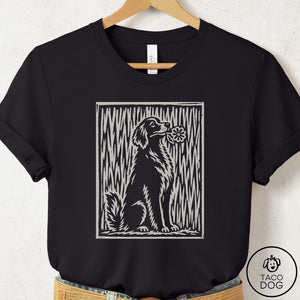 Golden Retriever Brings the Flower T-Shirt Black Taco-Dog