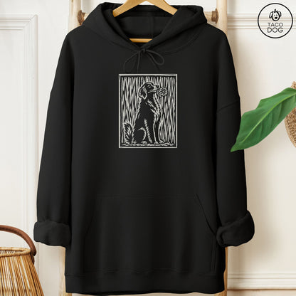 Golden Retriever Brings the Flower Hoodie Black Taco-Dog