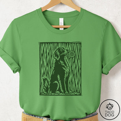 Golden Retriever Brings the Flower T-Shirt Leaf Taco-Dog