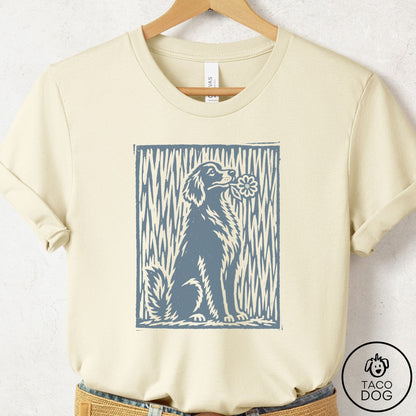 Golden Retriever Brings the Flower T-Shirt Natural Taco-Dog