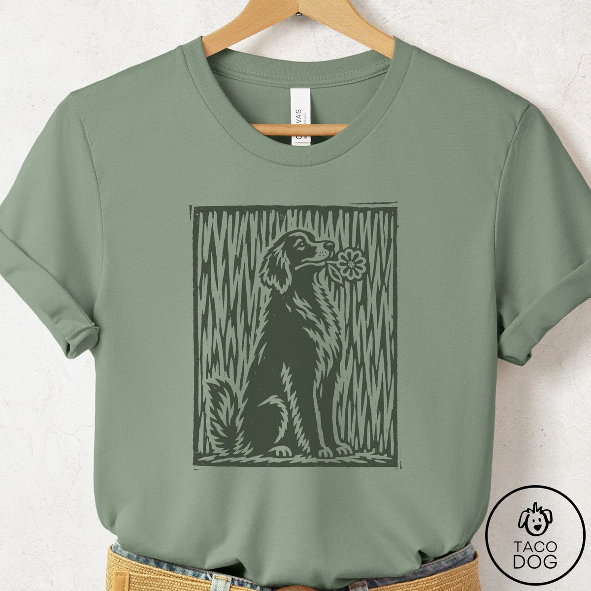 Golden Retriever Brings the Flower T-Shirt Sage Taco-Dog