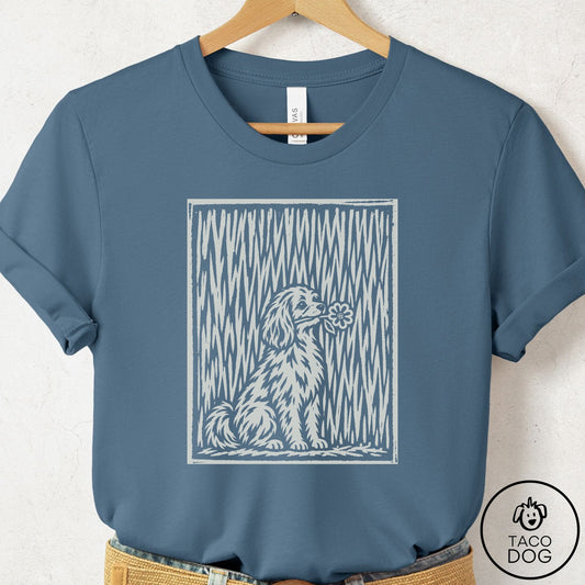 Havanese Brings the Flower T-Shirt Steel Blue Taco-Dog