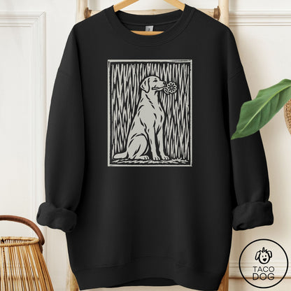 Labrador Retriever Brings the Flower Sweatshirt Black Taco-Dog