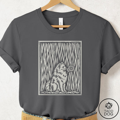 Pomeranian Brings the Flower T-Shirt Asphalt Taco-Dog