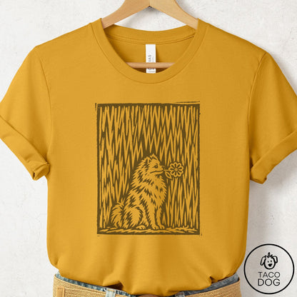 Pomeranian Brings the Flower T-Shirt Mustard Taco-Dog