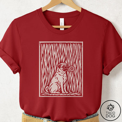 Pug Brings the Flower T-Shirt Canvas Red Taco-Dog
