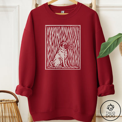 Pug Brings the Flower Sweatshirt Garnet Taco-Dog