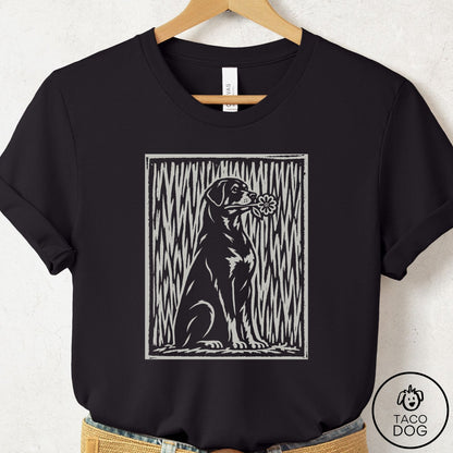 Rottweiler Brings the Flower T-Shirt Black Taco-Dog