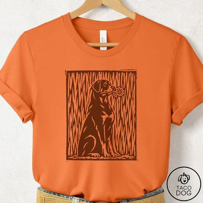 Rottweiler Brings the Flower T-Shirt Burnt Orange Taco-Dog