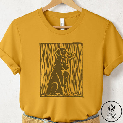 Rottweiler Brings the Flower T-Shirt Mustard Taco-Dog