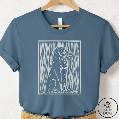 Rottweiler Brings the Flower T-Shirt Steel Blue Taco-Dog