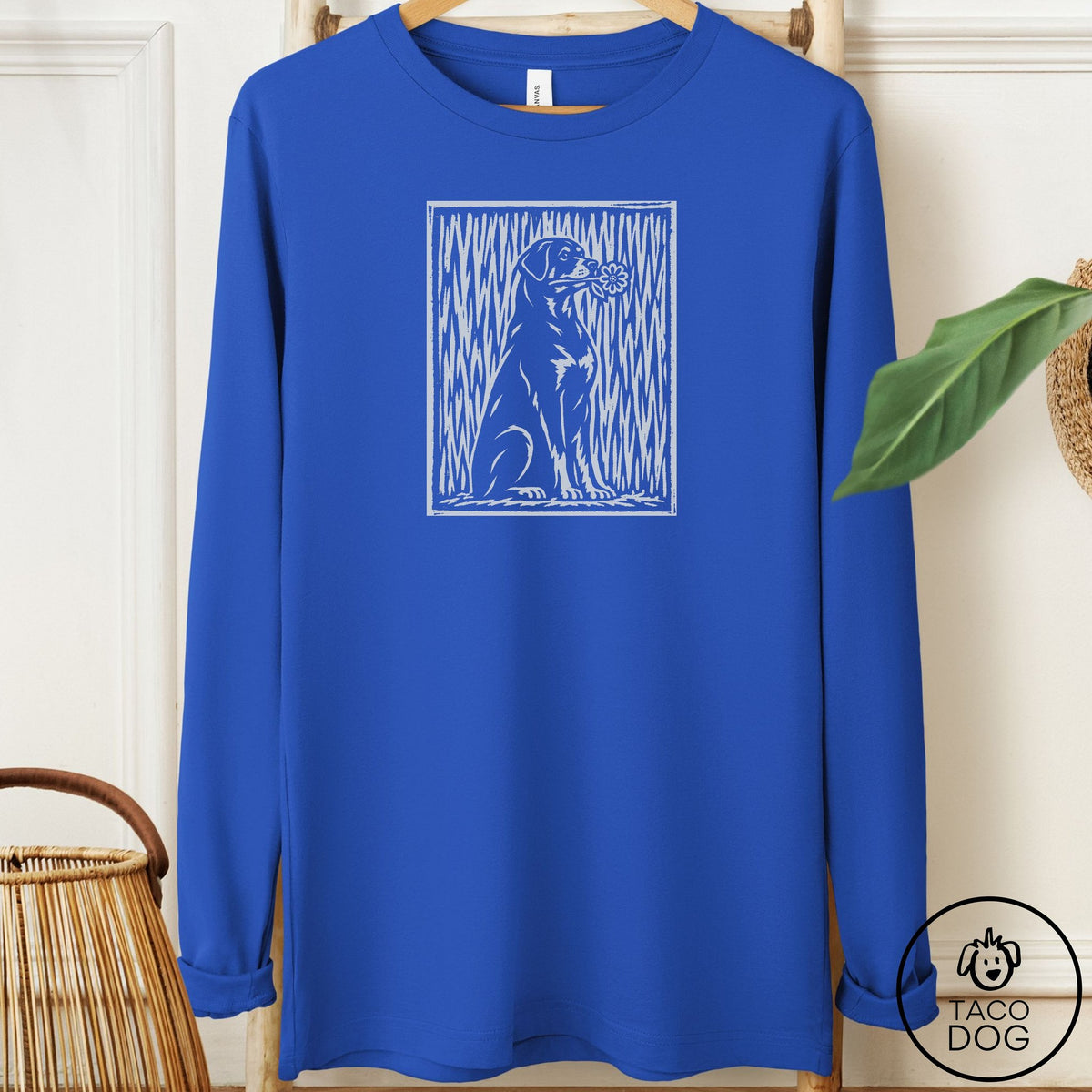 Rottweiler Brings the Flower Long Sleeve Tee True Royal Taco-Dog