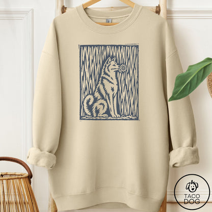 Shiba Inu Brings the Flower Sweatshirt Sand Taco-Dog