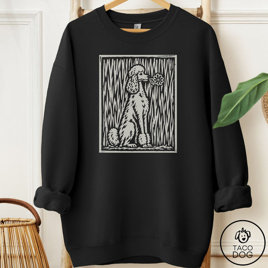 Poodle Brings the Flower Sweatshirt Black Taco-Dog