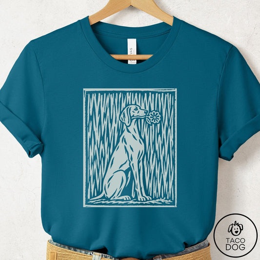 Vizsla Brings the Flower T-Shirt Deep Teal Taco-Dog