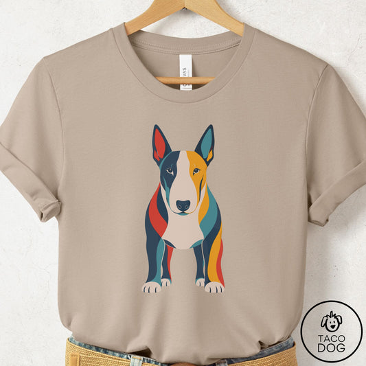 Bull Terrier Color Block T-Shirt Tan Taco-Dog