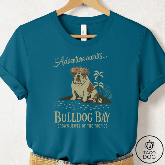 English Bulldog Bay T-Shirt Deep Teal Taco-Dog