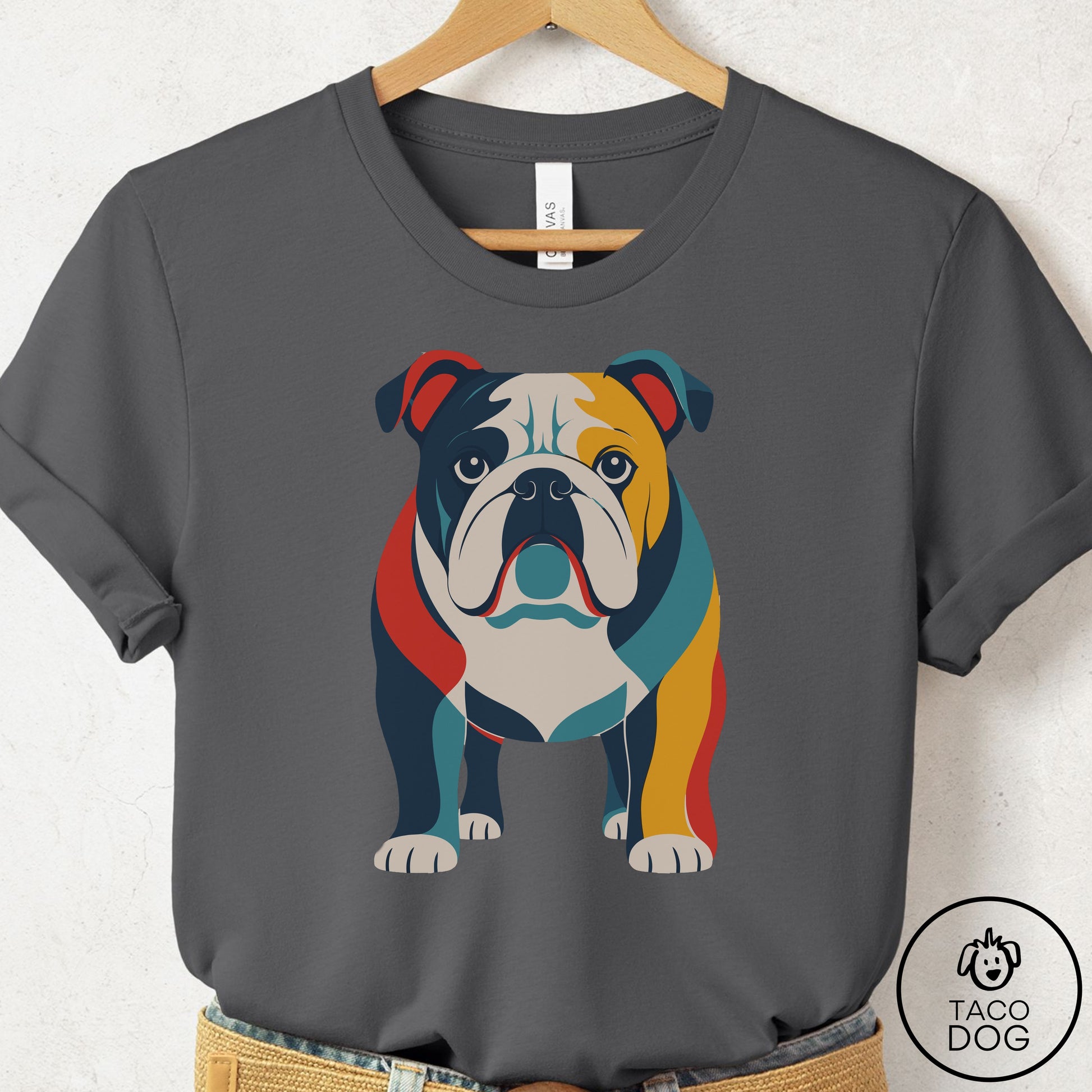 English Bulldog Color Block T-Shirt Taco-Dog
