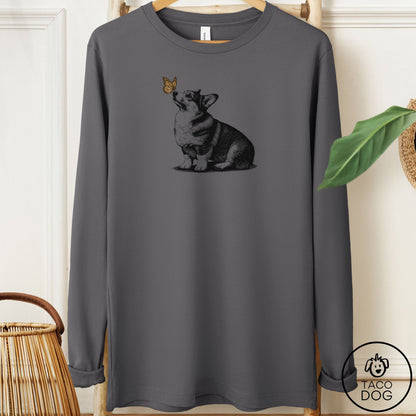 Corgi Butterfly Long Sleeve Tee