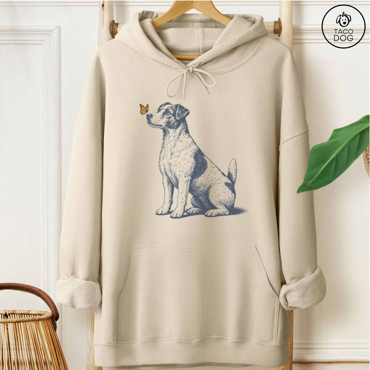 Jack Russell Butterfly Hoodie Sand Taco-Dog