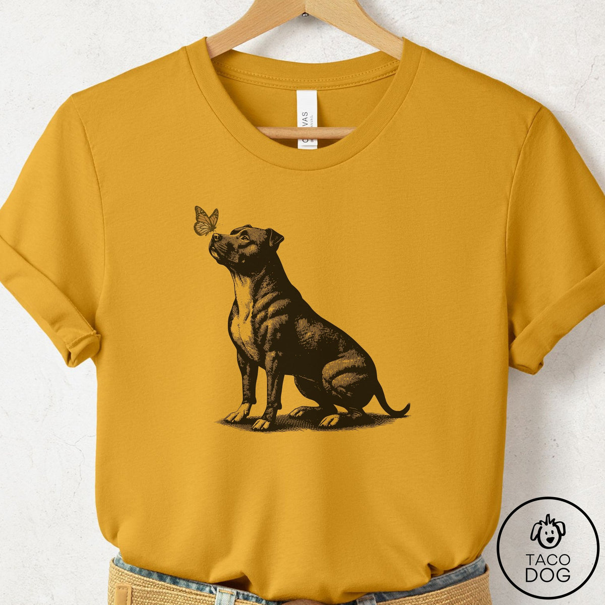 Pitbull Butterfly T-Shirt, design close-up