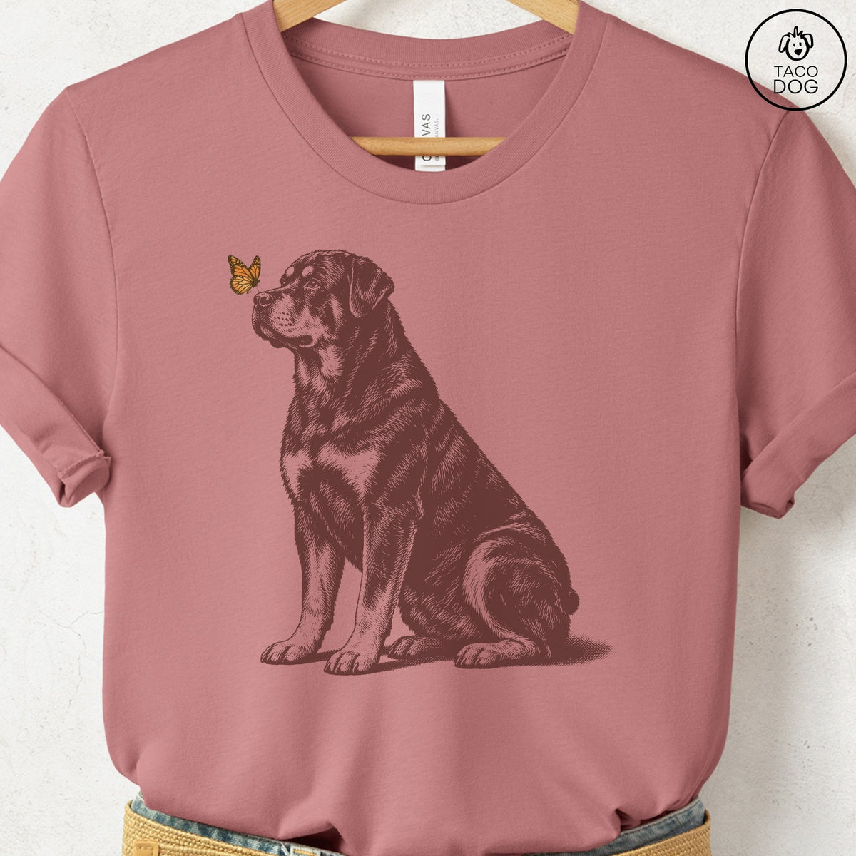 Rottweiler Butterfly T-Shirt, design close-up