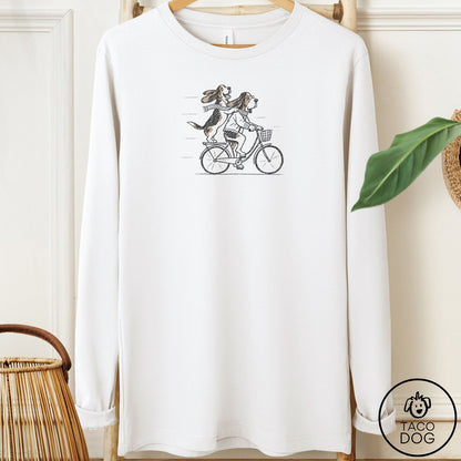 Basset Hound Carpool Long Sleeve Tee White Taco-Dog