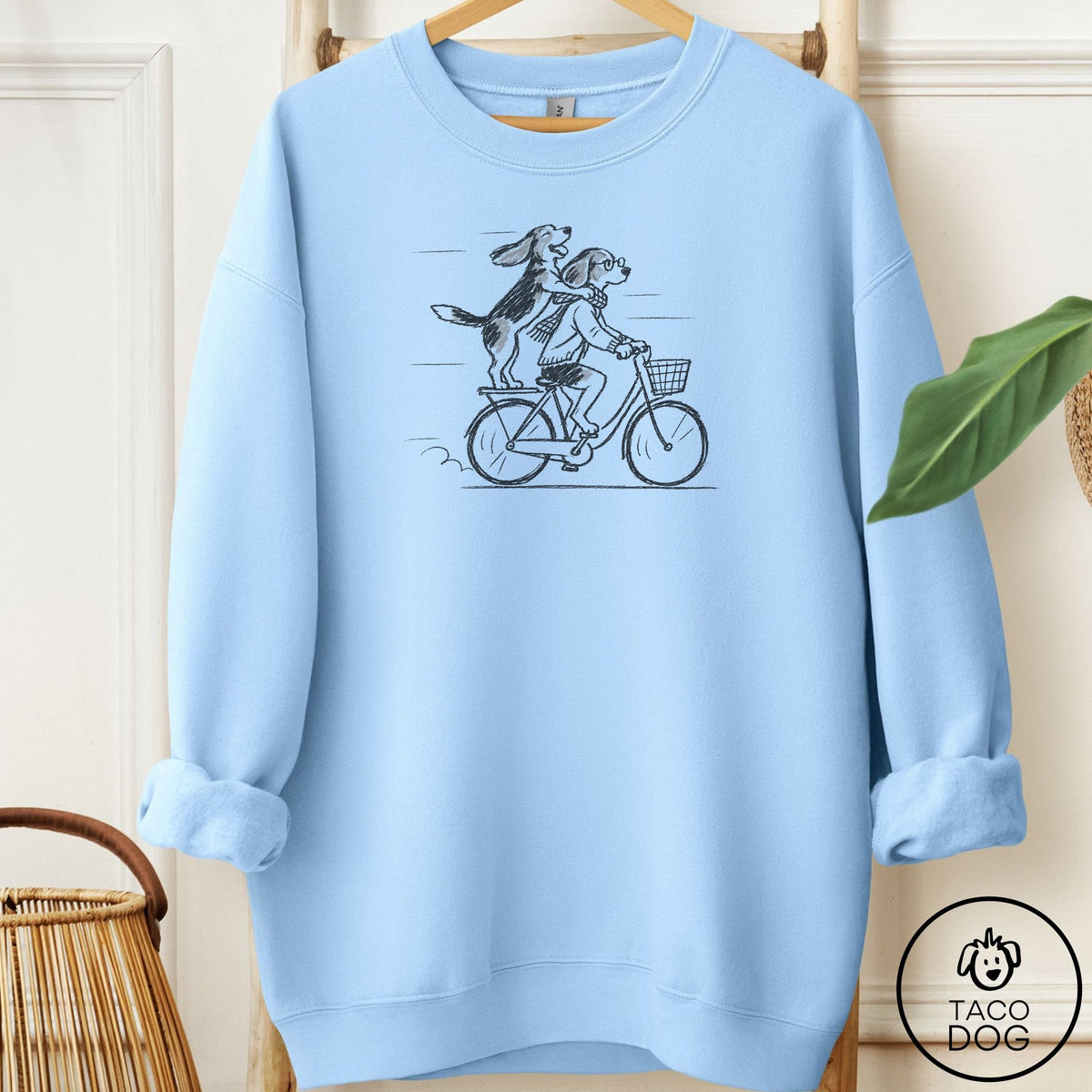 Beagle Carpool Sweatshirt Light Blue Taco-Dog