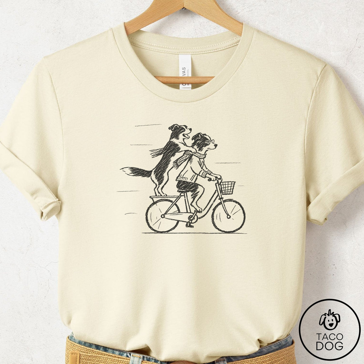 Border Collie Carpool T-Shirt Natural Taco-Dog