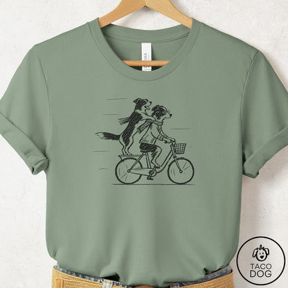 Border Collie Carpool T-Shirt Sage Taco-Dog