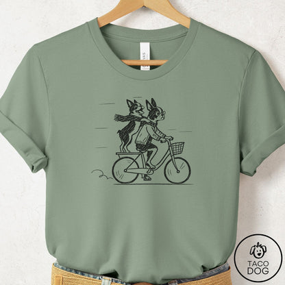 Boston Terrier Carpool T-Shirt Sage Taco-Dog
