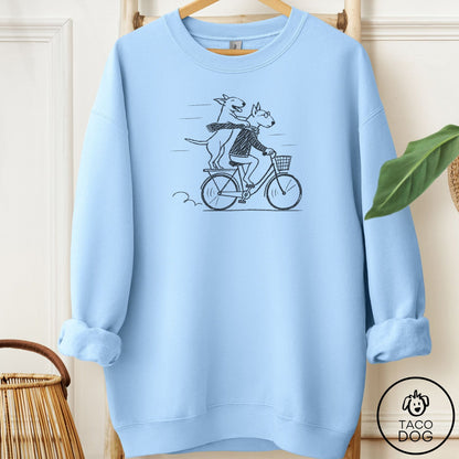Bull Terrier Carpool Sweatshirt Light Blue Taco-Dog