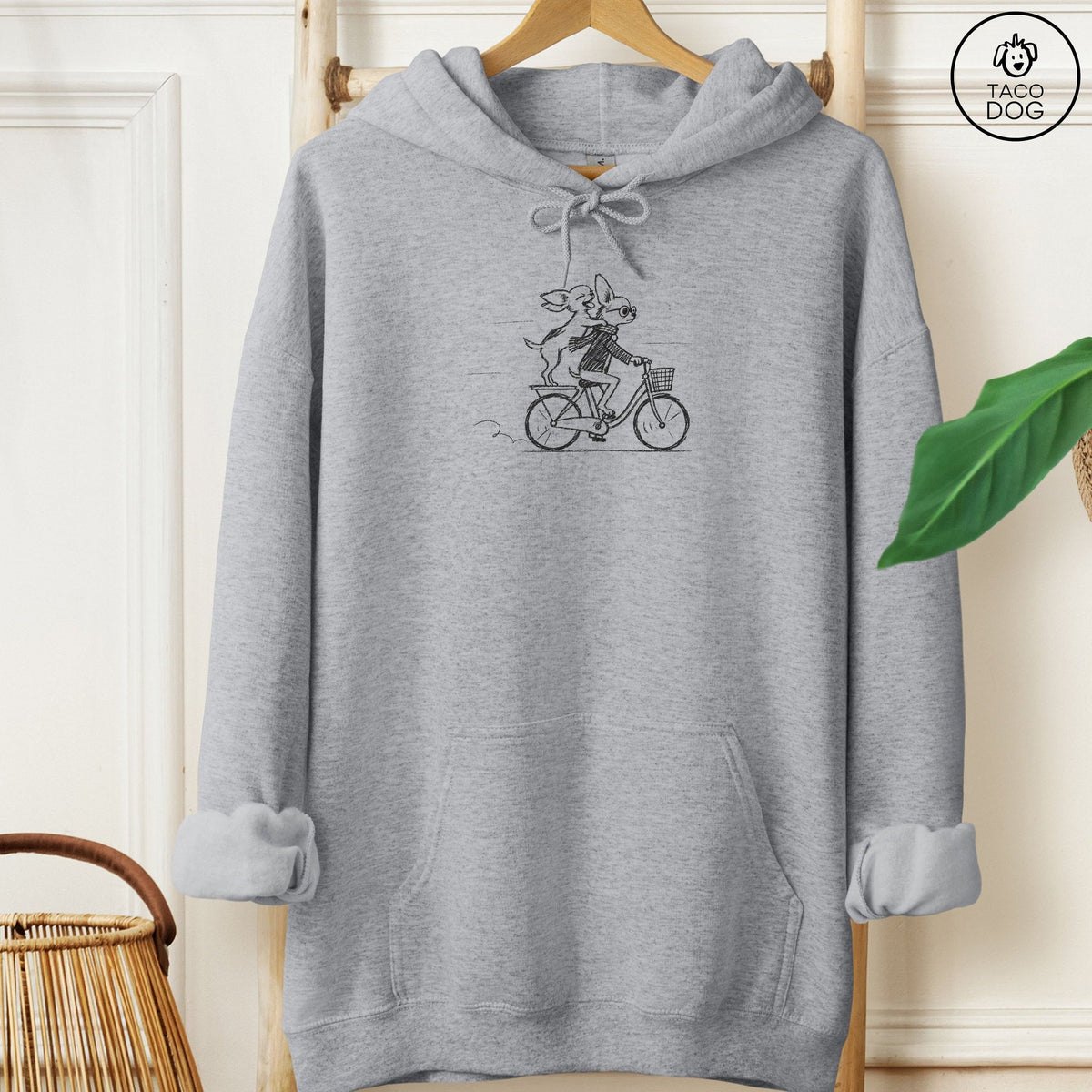 Chihuahua Carpool Hoodie Graphite Heather Taco-Dog